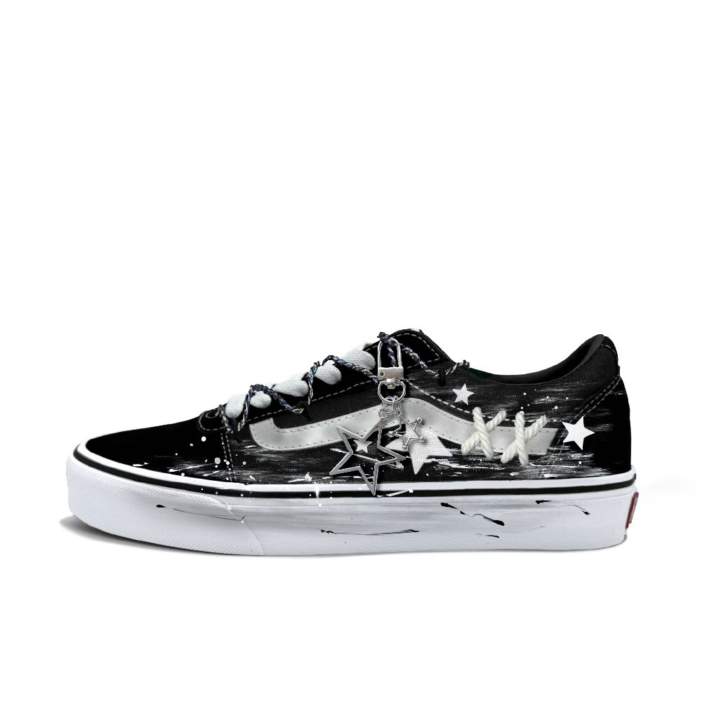 Vans Ward Abrasion Resistant Low Top Skateboard Shoes Men's Black White