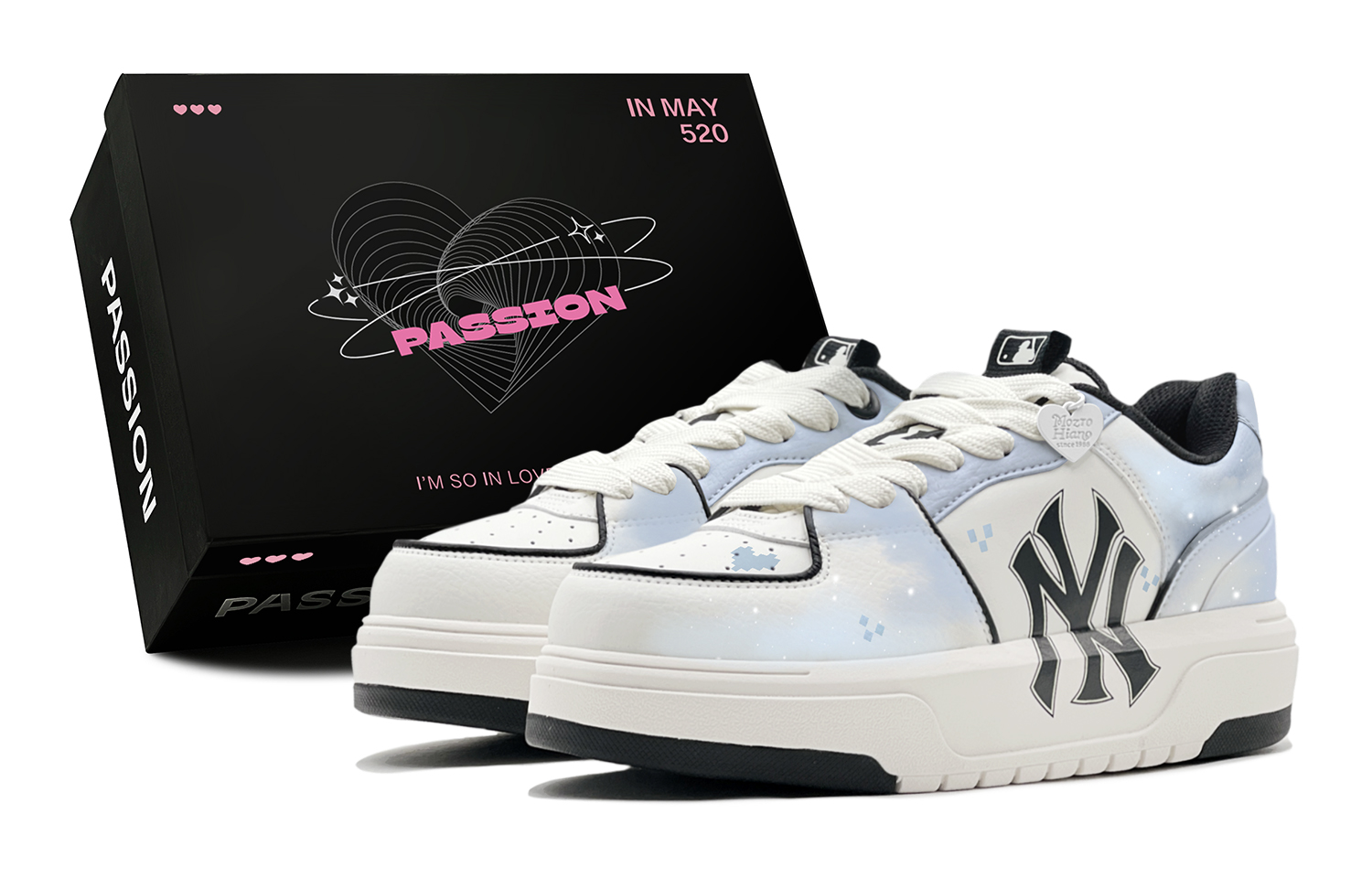 MLB Chunky Liner Ice Blue Starry Low-Top Skateboard Shoes Unisex Blue White