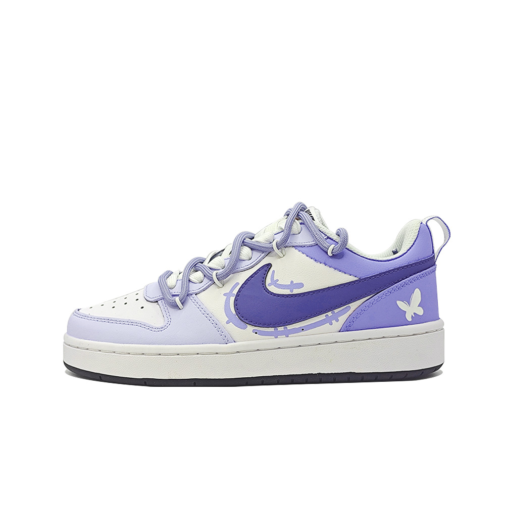 Nike Court Borough Anti-Slip Wear-Resistant Low-Top Skateboard Shoes Women's White Purple