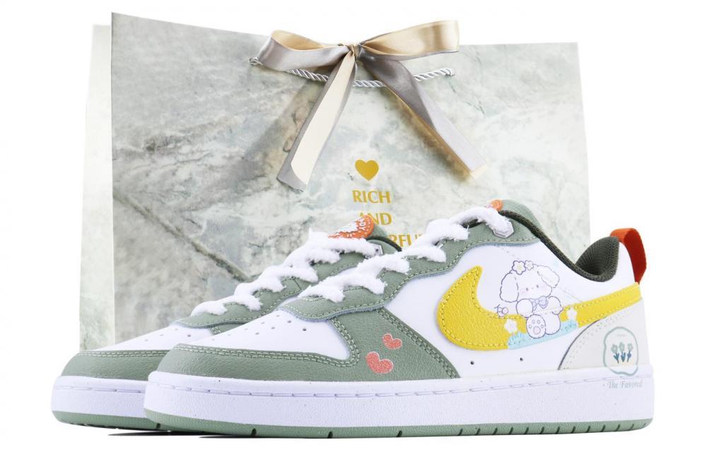 Nike Court Borough SDS Happy Rabbit Slip-Resistant Low-Top Skateboard Shoes Unisex Yellow Green