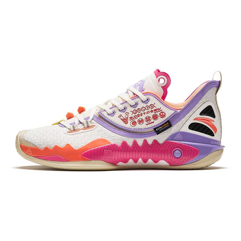 Anta Frenzy 5 V2 Cushioned Slip-Resistant Low-Top Basketball Shoes Men's Pink Purple