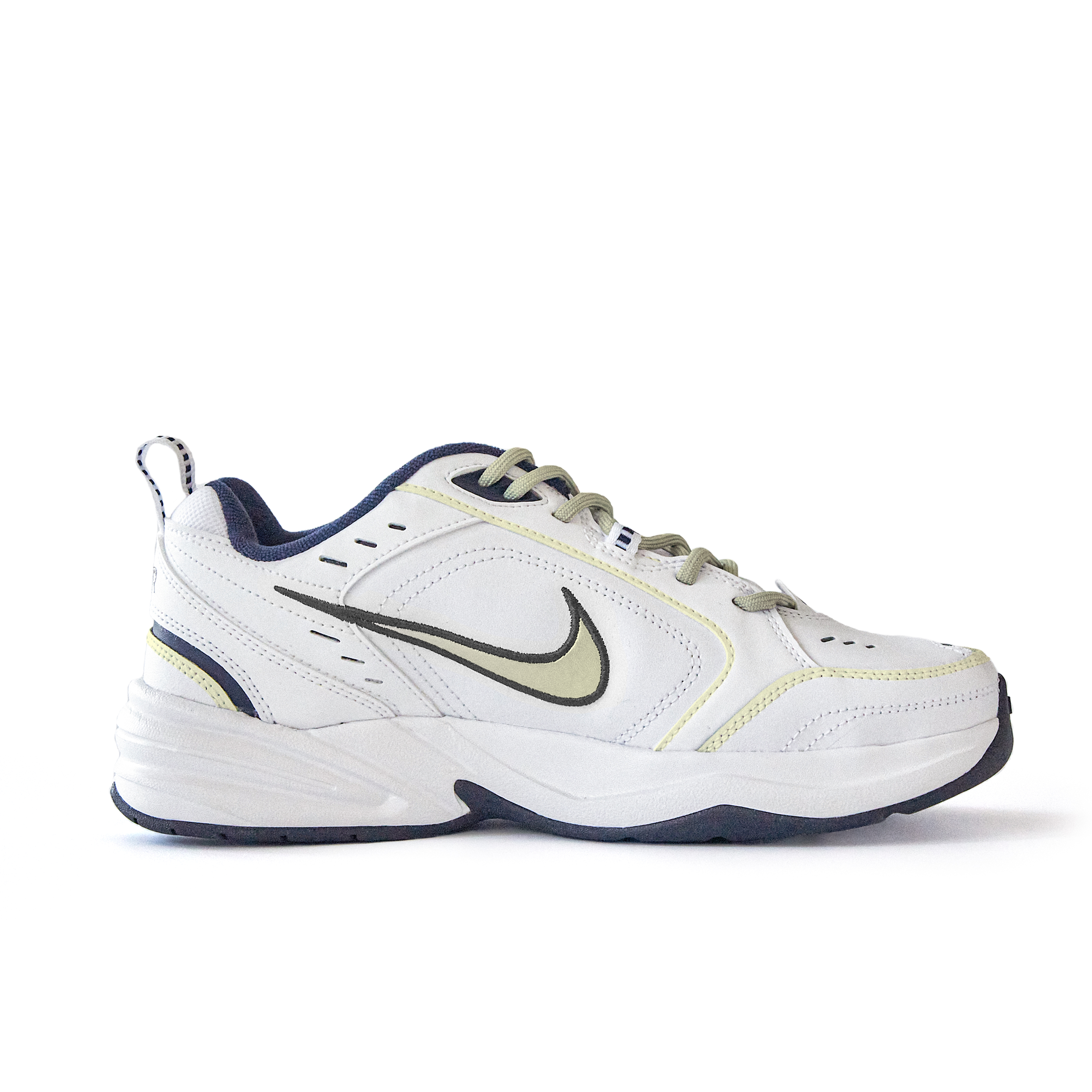 Nike Air Monarch 4 Anti-Slip Wear-Resistant Low-Top Chunky Sneakers Unisex White Yellow купить в интернет-магазине Yoocart с быстрой доставкой по России.