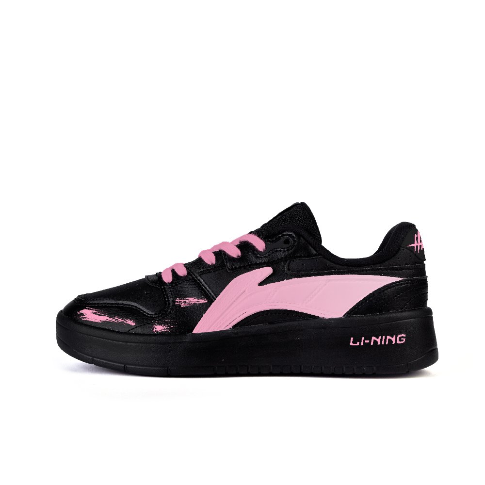 LiNing Slip-Resistant Cushioning Wear-Resistant Low-Top Skateboard Shoes Men's Black Pink