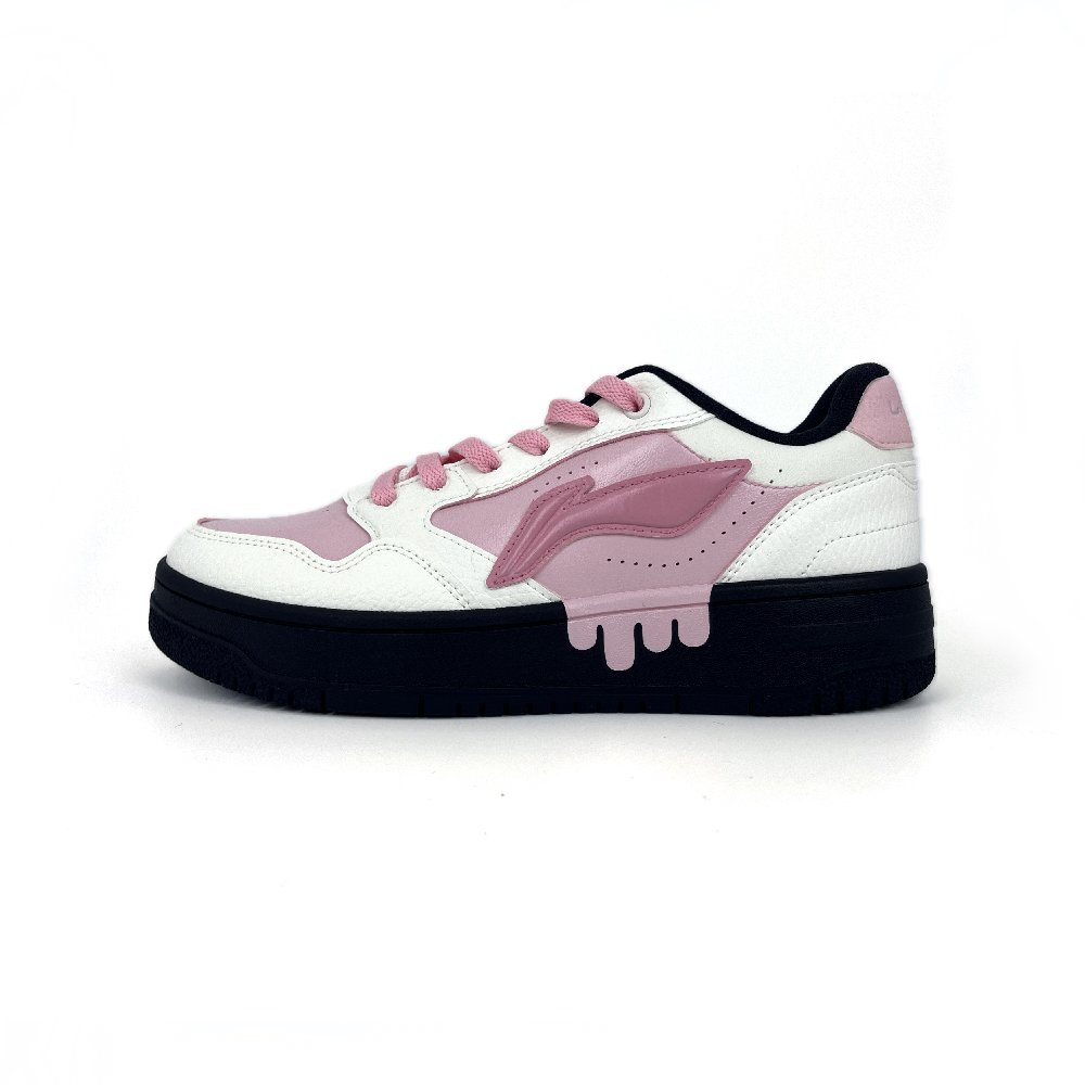 LiNing Tianji Soft Coverage Slip Resistant And Abrasion Resistant Low Top Skateboard Shoes Women's Pink White
