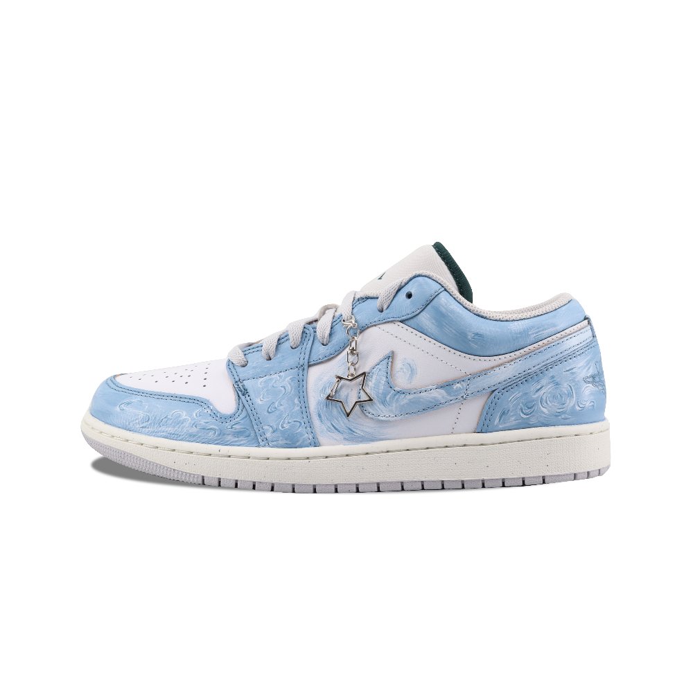 Jordan Air Jordan 1 Cloud Mist Journey Abrasion Resistant Low Top Vintage Basketball Shoes Men's Sky Blue