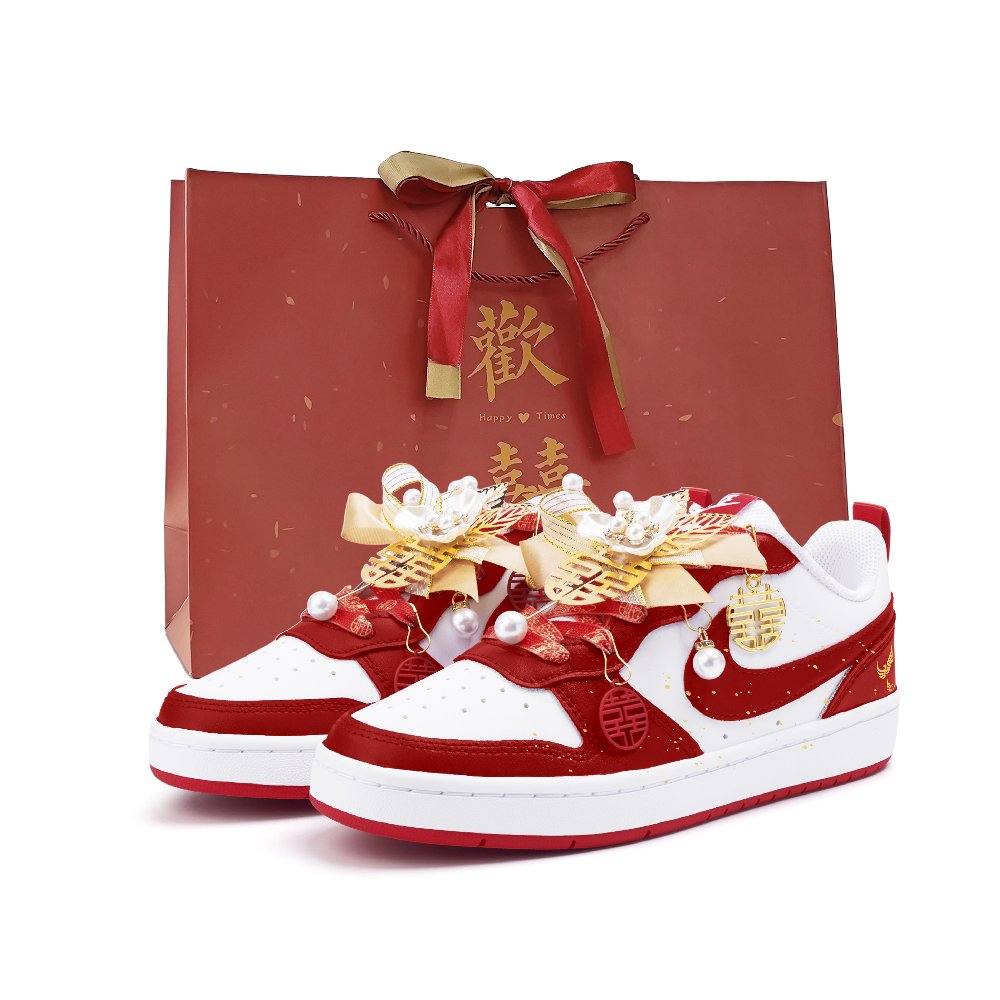 Nike Court Borough 2 Abrasion Resistant Low Top Skateboard Shoes Women's Red