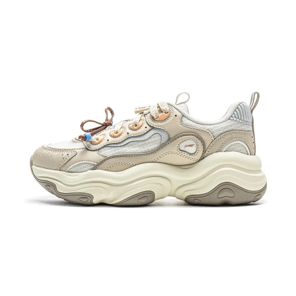 LiNing Honey Cushioning, Slip Resistant, Abrasion Resistant Support Low top Chunky Sneakers Women's Ivory Dune Khaki