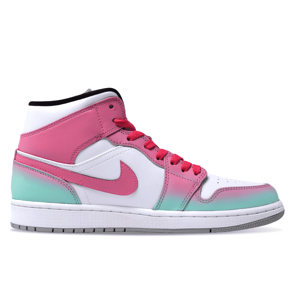 Jordan Air Jordan 1 Wear-Resistant Slip-Resistant Mid-Top Vintage Basketball Shoes Men's Pink Green