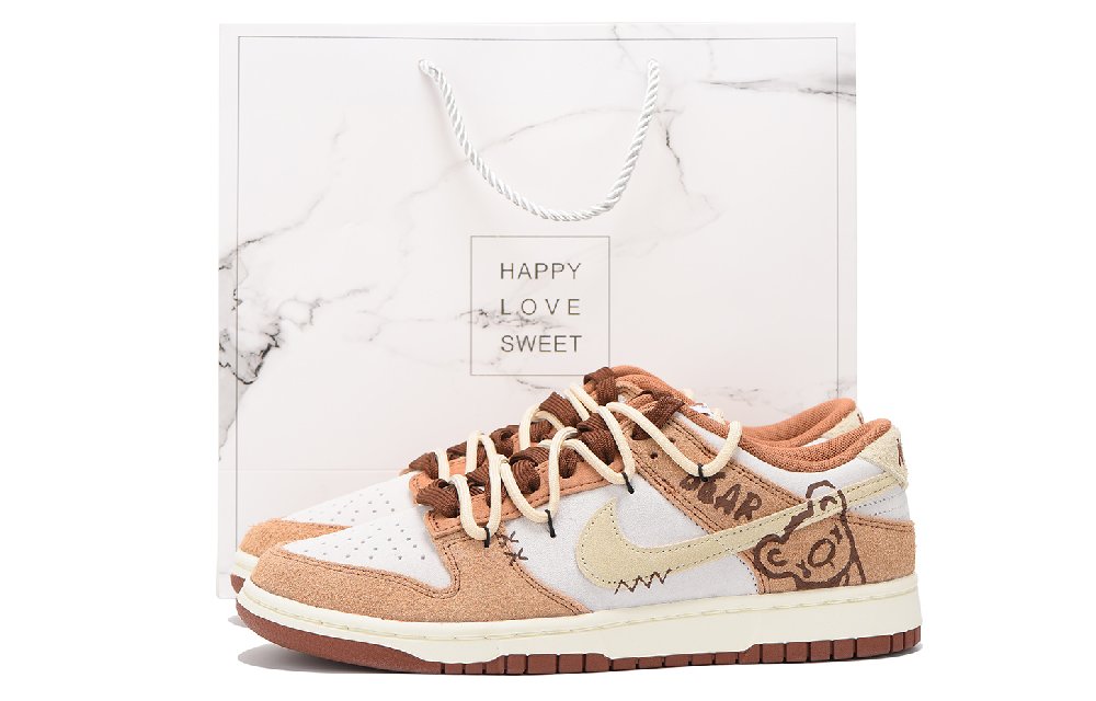 Nike Dunk Low Low-Top Skateboard Shoes Men's White Brown