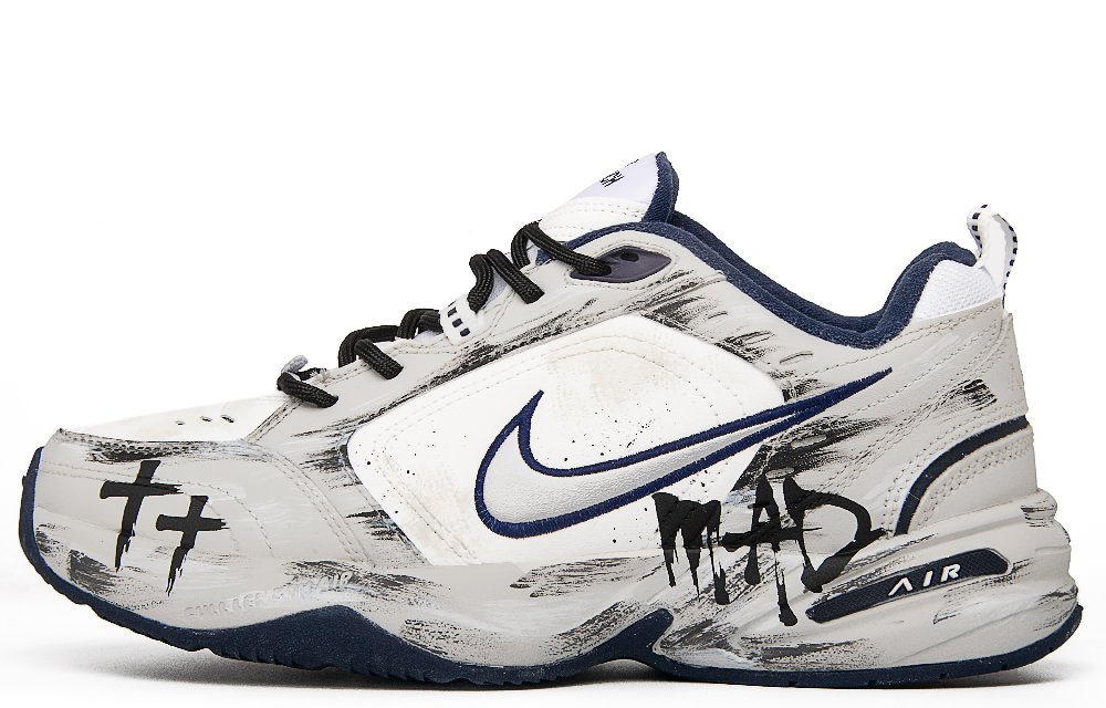 Nike Air Monarch 4 Nirvana Anti-Slip Wear-Resistant Low-Top Chunky Sneakers Unisex White Gray