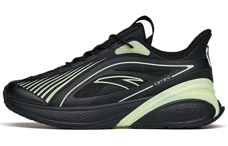 Anta C37 2.0 Cushioned Anti-Slip And Wear-Resistant Lightweight Low-Top Running Shoes Men's Fluorescent Black