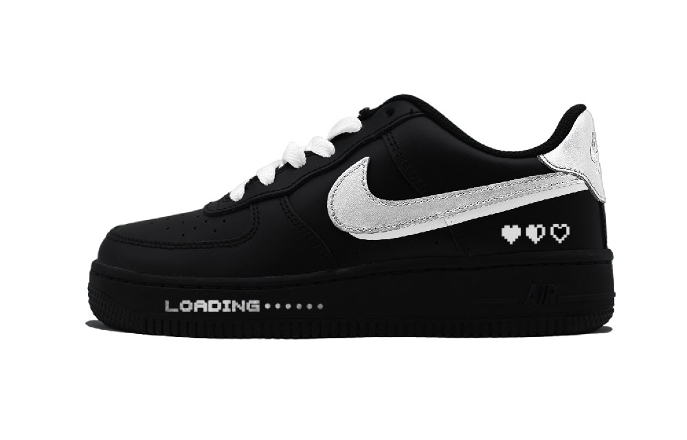 Nike Air Force 1 Skateboard Shoes Unisex Low Top Black/Silver