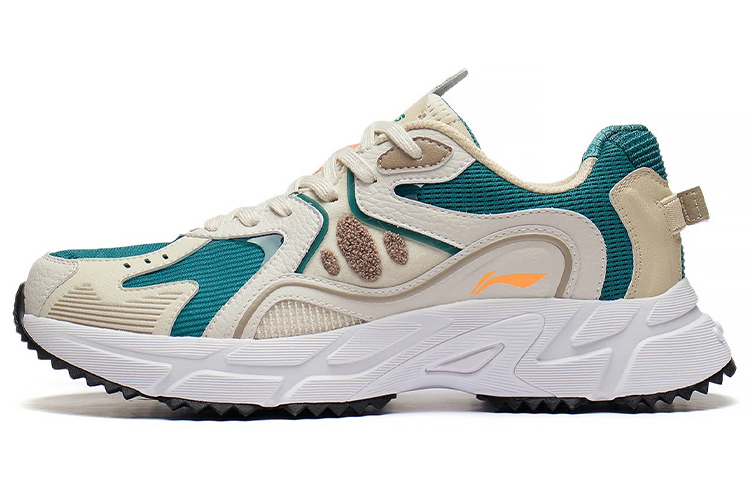 LiNing Cushioning Anti-Slip Wear-Resistant Breathability Low-Top Sports Casual Shoes Men's White Green