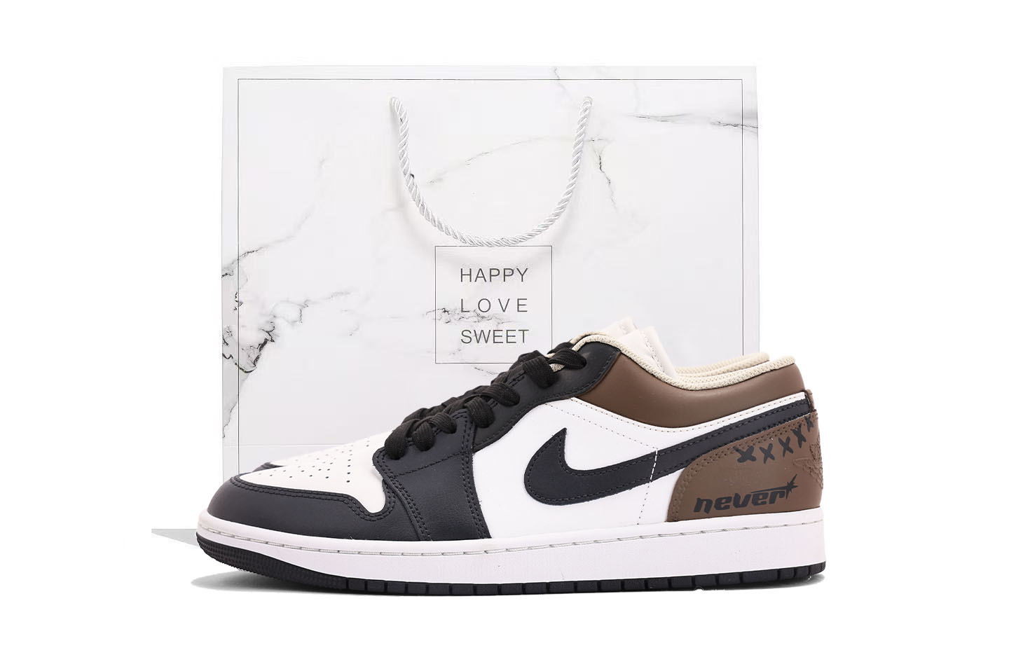 Jordan Air Jordan 1 Abrasion Resistant Coverage Low top Vintage Basketball Shoes Unisex Black Brown