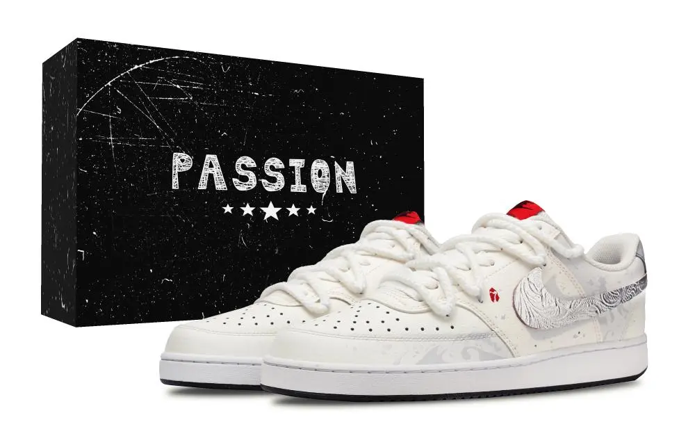 Nike Court Vision 1 Silver Wing Regression Cushioning, Wear Resistant Low top Skateboard Shoes Unisex Silver White