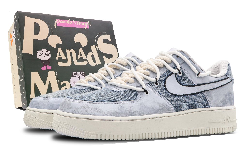 Nike Air Force 1 Low Low-Top Skateboard Shoes Women's Gray Blue