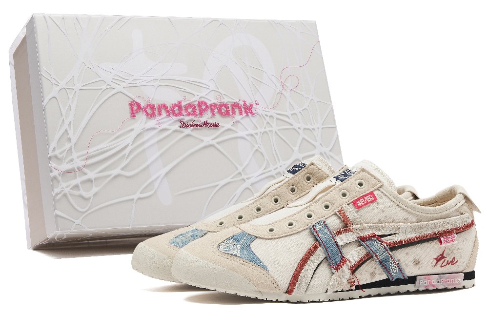 Onitsuka Tiger MEXICO 66 Cushioned Slip-Resistant Sports Casual Shoes Unisex Beige White Red