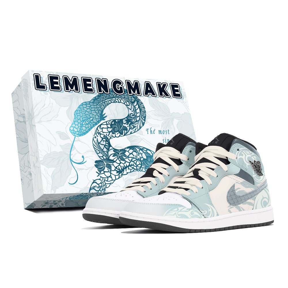 Jordan Air Jordan 1 Joy Lemon Abrasion-Resistant Slip-Resistant Mid-Top Vintage Basketball Shoes Unisex White Green