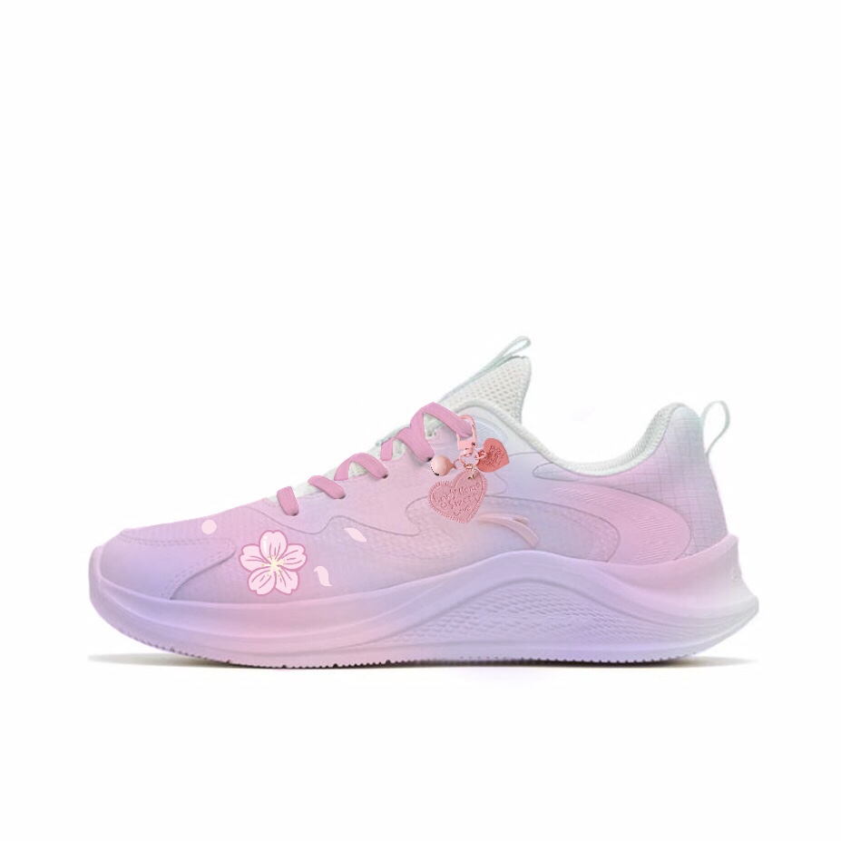 Anta Abrasion Resistant Lightweight Rebound Low Top Casual Running Shoes Women's Pink Purple