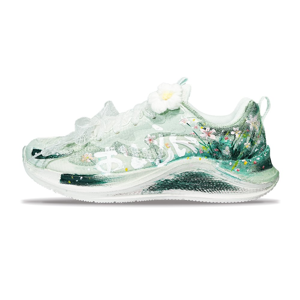 Anta Cushioning Abrasion Resistant Breathable Low Top Casual Training Sprint Running Shoes Women's Green White