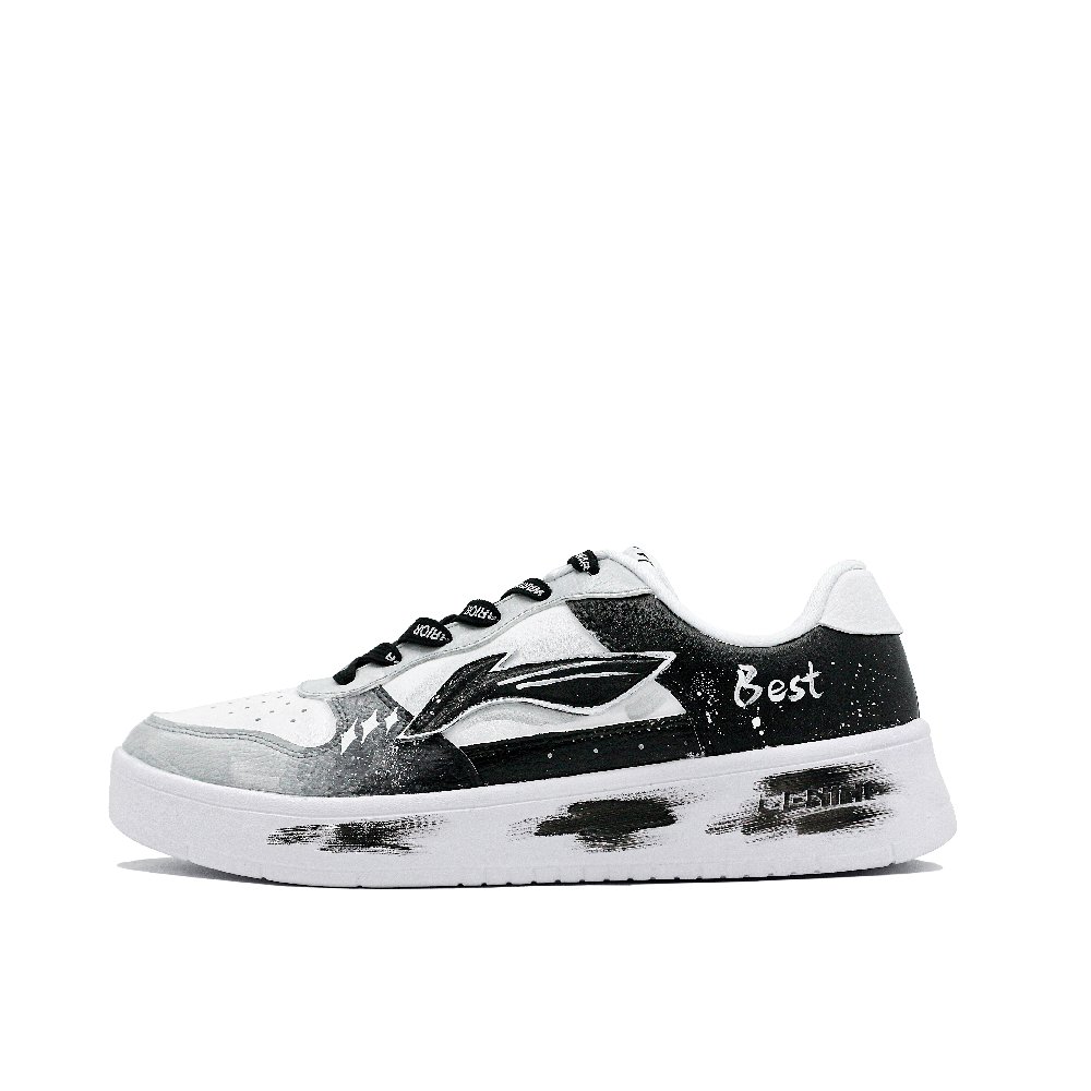LiNing Pontoon Boats Anti-Slip Wear-Resistant Low-Top Skateboard Shoes Men's Black