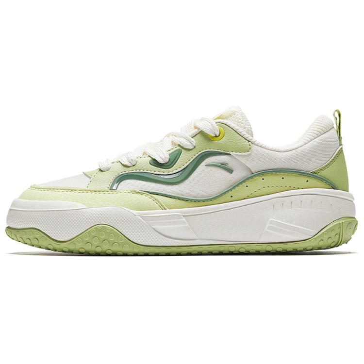 Anta Slip Resistant, Abrasion Resistant, Breathable Low Top Skateboard Shoes Women's White Green