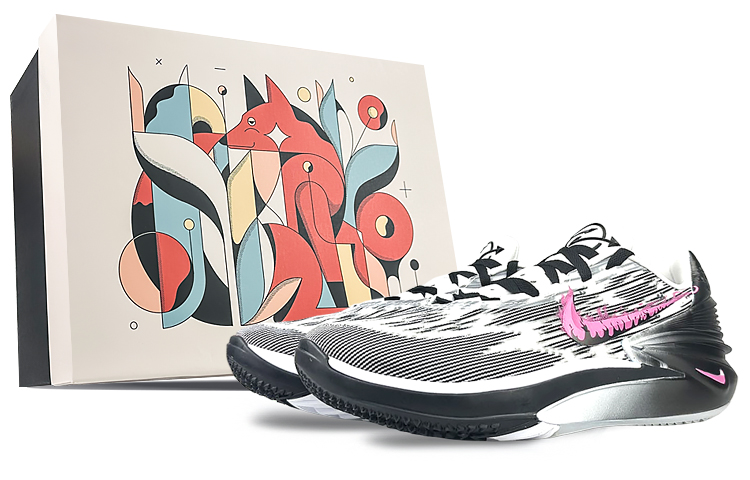 Nike Air Zoom G.T. Cut 2 Cushioning Wear-Resistant Low-Top Basketball Shoes Unisex Black Pink