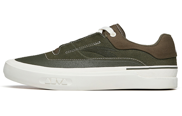 Anta Ao Li Anti-Slip Wear-Resistant Low-Top Skateboard Shoes Men's Green Leather Suede