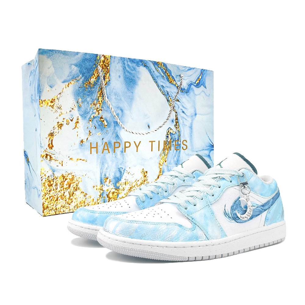 Jordan Air Jordan 1 Abrasion Resistant Low Top Vintage Basketball Shoes Unisex Sky Blue