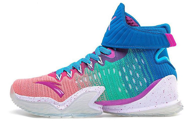 Anta KT3 Cushioned Slip-Resistant High-Top Basketball Shoes Men's Orange Green Blue White