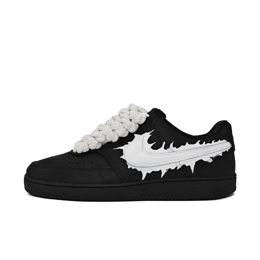 Nike Court Vision Low Yacoris Anti-Slip Wear-Resistant Low-Top Skateboard Shoes Unisex Black White