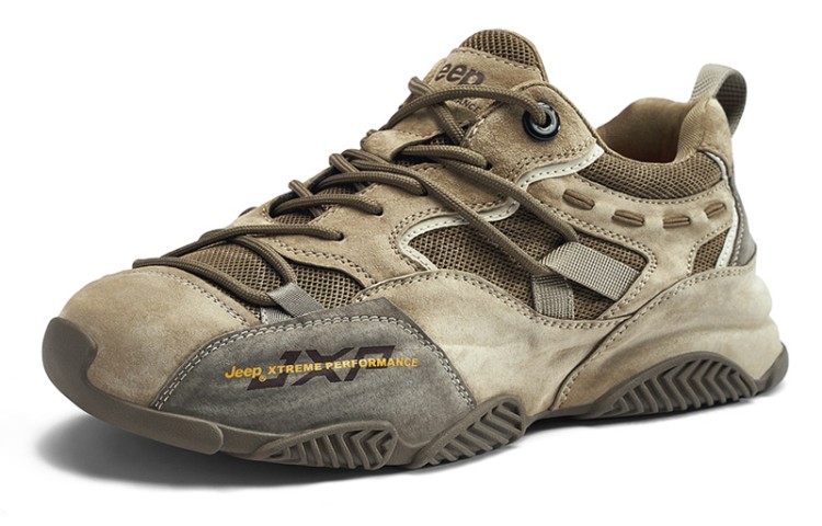 Jeep Cushioning Anti-Slip Wear-Resistant Breathable Lightweight Rebound Low-Top Casual Shoes Men's Khaki