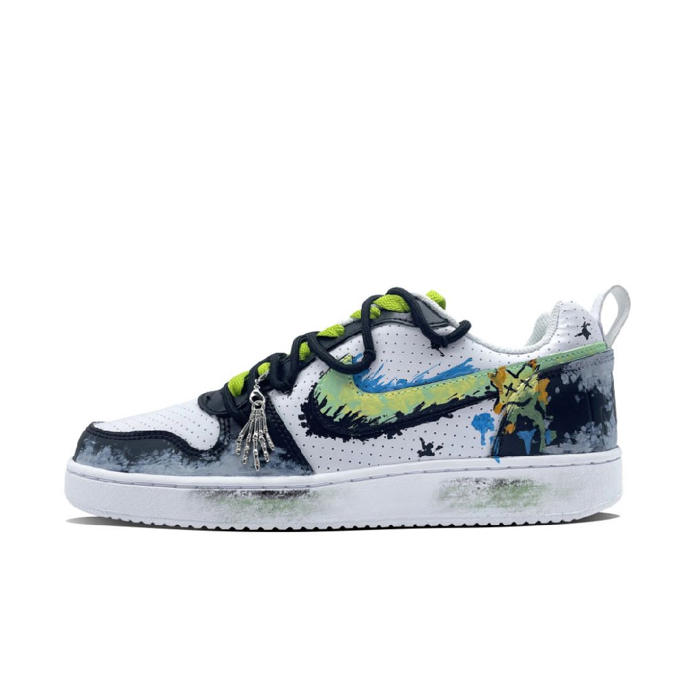 Nike Court Borough Series Flame Shadow Coverage Anti Slip And Wear Resistant Low Top Skateboard Shoes Men's Black Green
