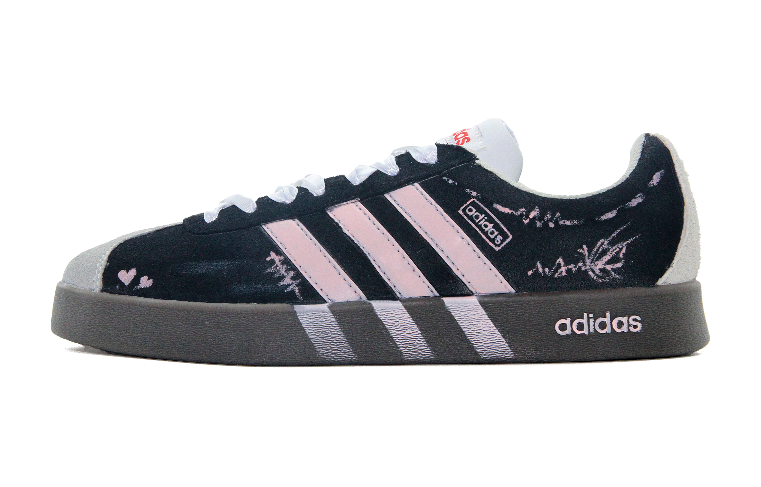 Adidas VL COURT 2.0 Abrasion Resistant Slip Resistant Low top Skateboard Shoes Unisex Black Pink
