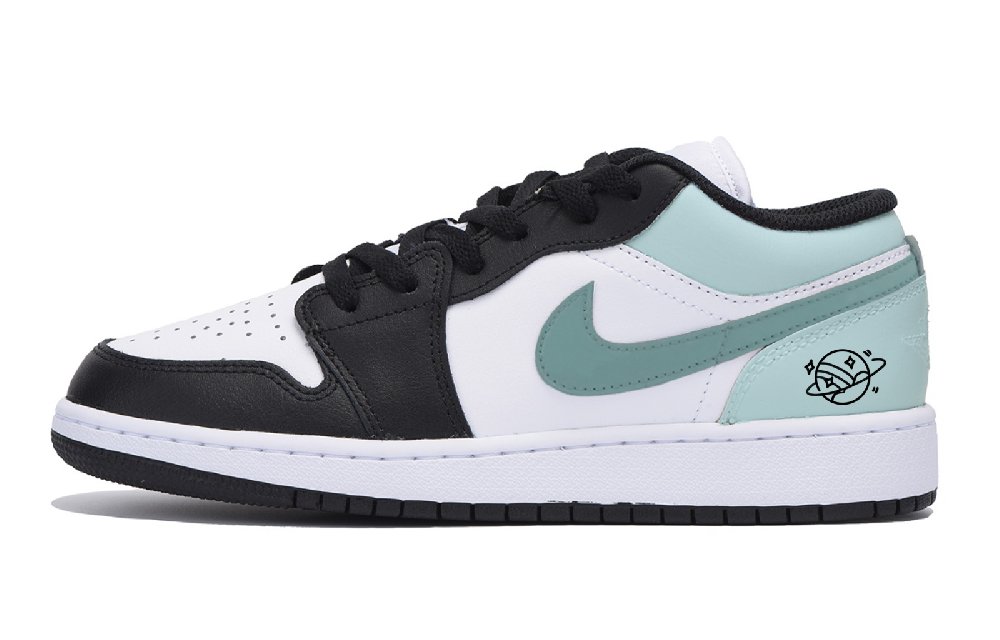 Jordan Air Jordan 1 Puppy Fragment Anti-Slip Wear-Resistant Low-Top Vintage Basketball Shoes Women's Black Tiffany