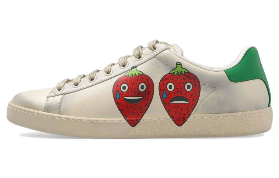 GUCCI ACE Low Top Stylish Skateboarding Shoes Women's White Vintage Version