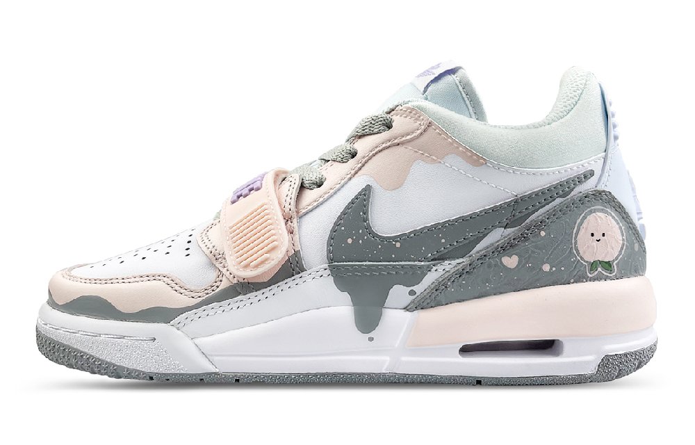 Jordan Legacy 312 Wear-Resistant Low-Top Vintage Basketball Shoes GS Pink Gray