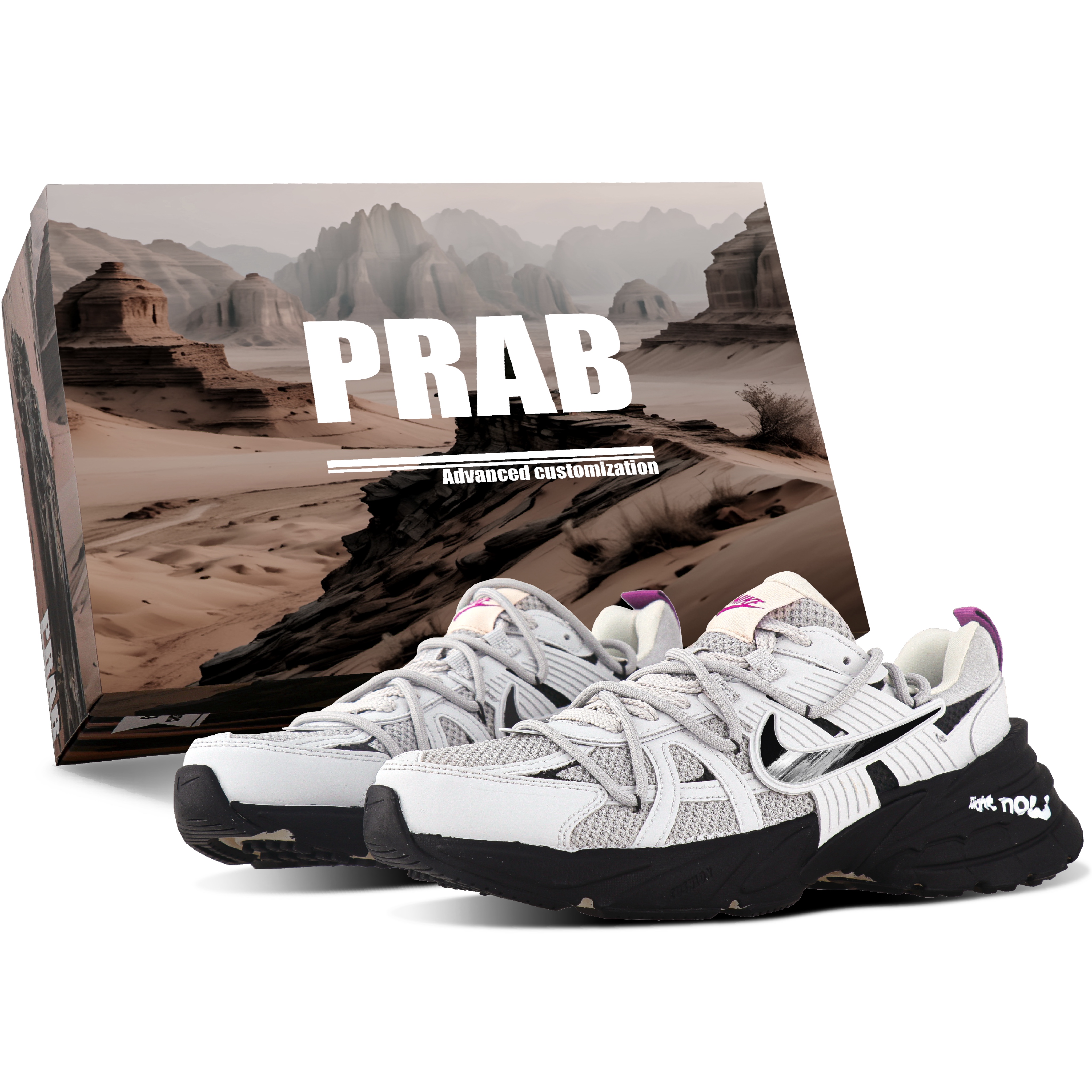 Nike V2K Run Abrasion Resistant Low top Casual City Commute Running Shoes Unisex Black Gray