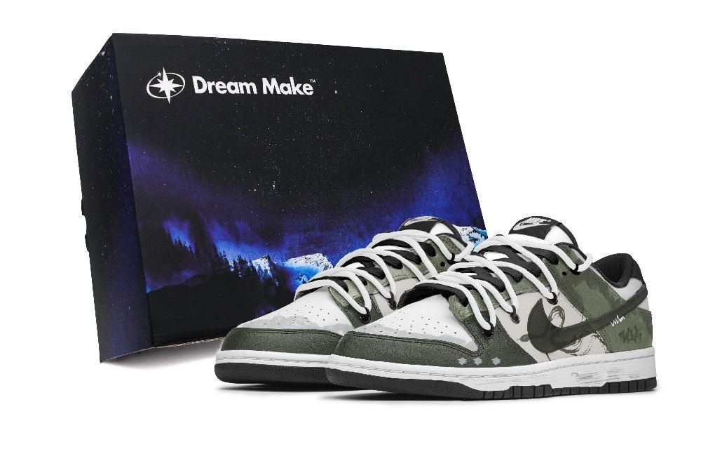 Nike Dunk Anti-Slip Wear-Resistant Low-Top Skateboard Shoes Unisex Light Gray