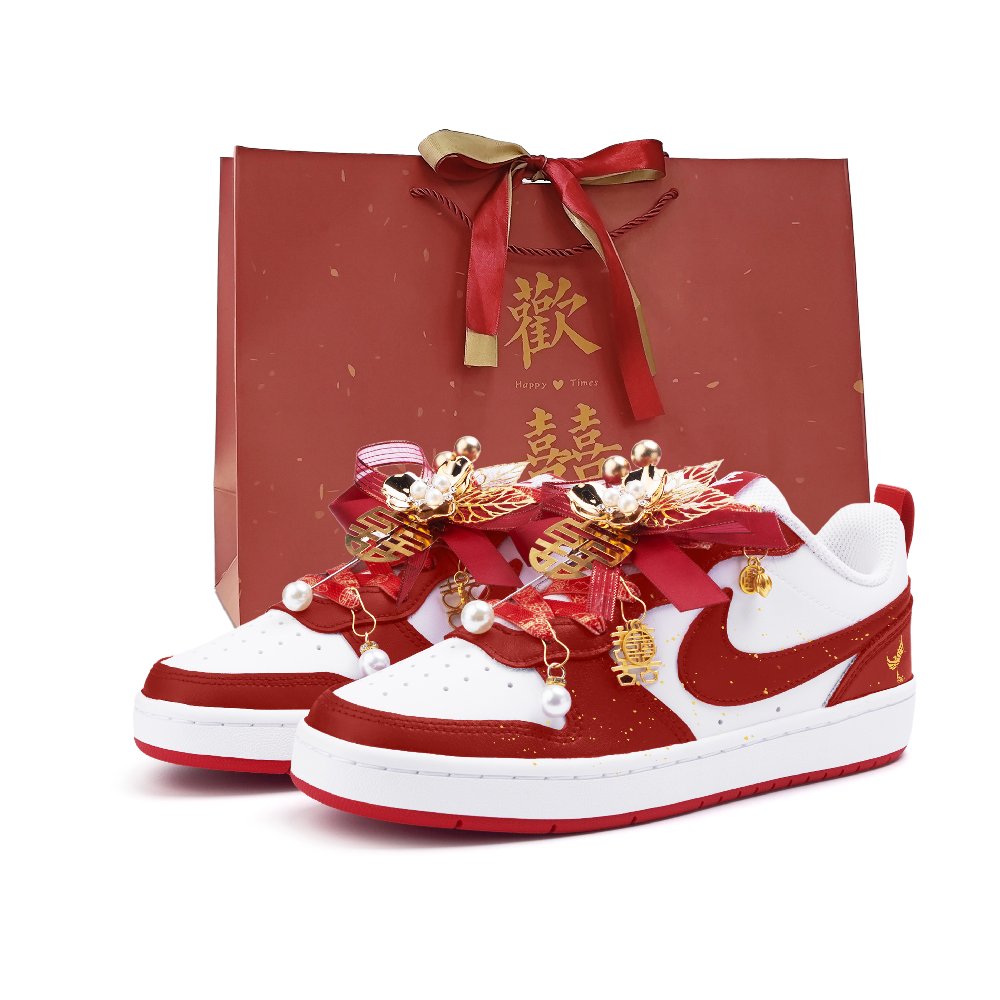 Nike Court Borough 2 Abrasion Resistant Low Top Skateboard Shoes Women's Red