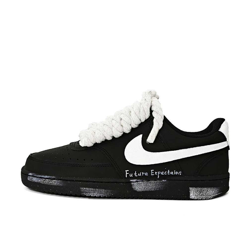 Nike Court Vision Slip-Resistant Low-Top Skateboard Shoes Men's Black White