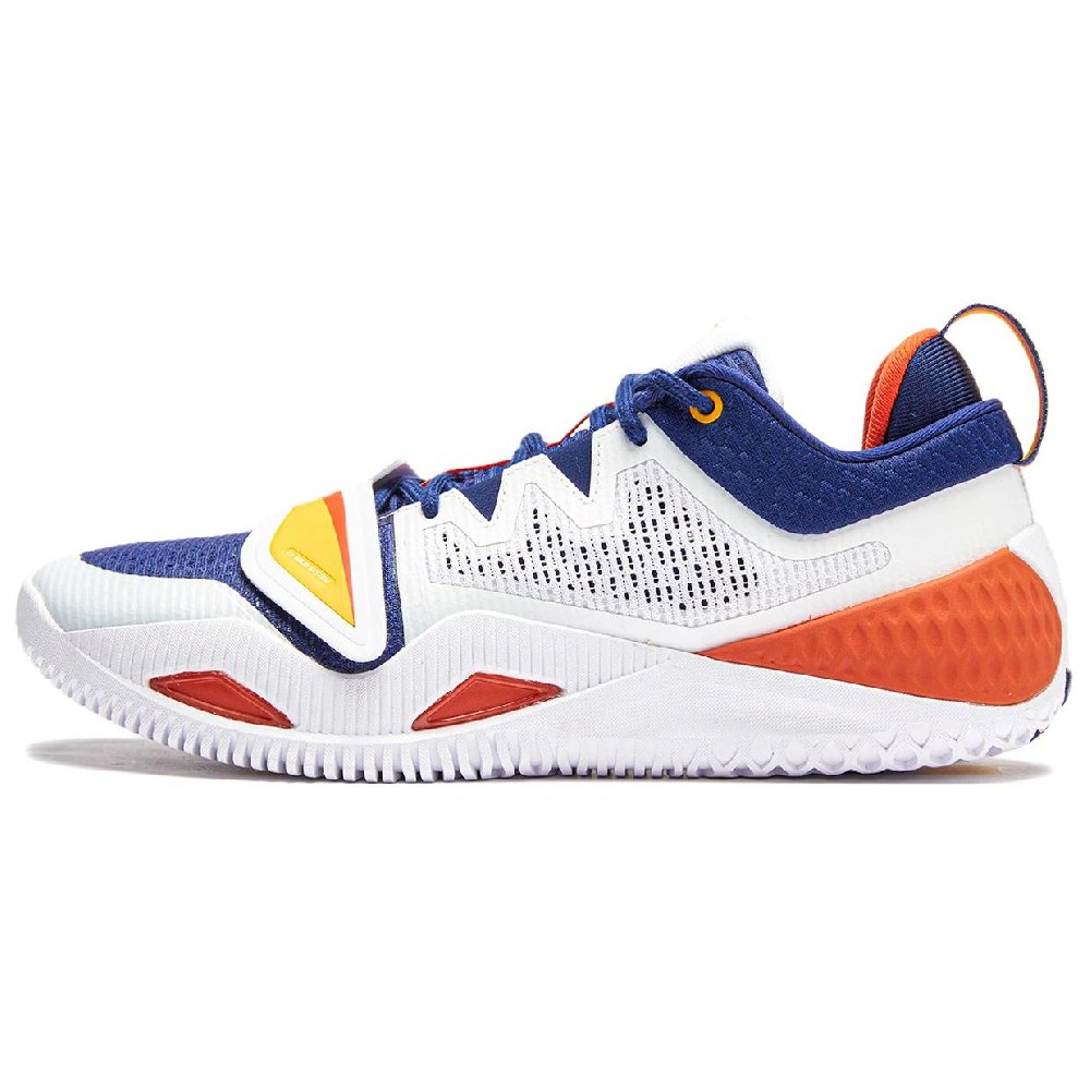 LiNing Rage 2 Cushioned Wear-Resistant Supportive Lightweight Rebound Low-Top Basketball Shoes Men's White Blue Orange