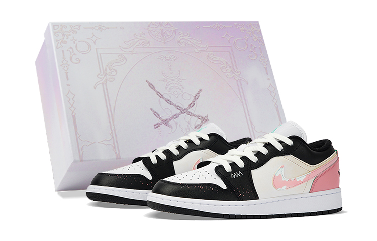 Jordan Air Jordan 1 Low Top Vintage Basketball Shoes Women's Black Pink