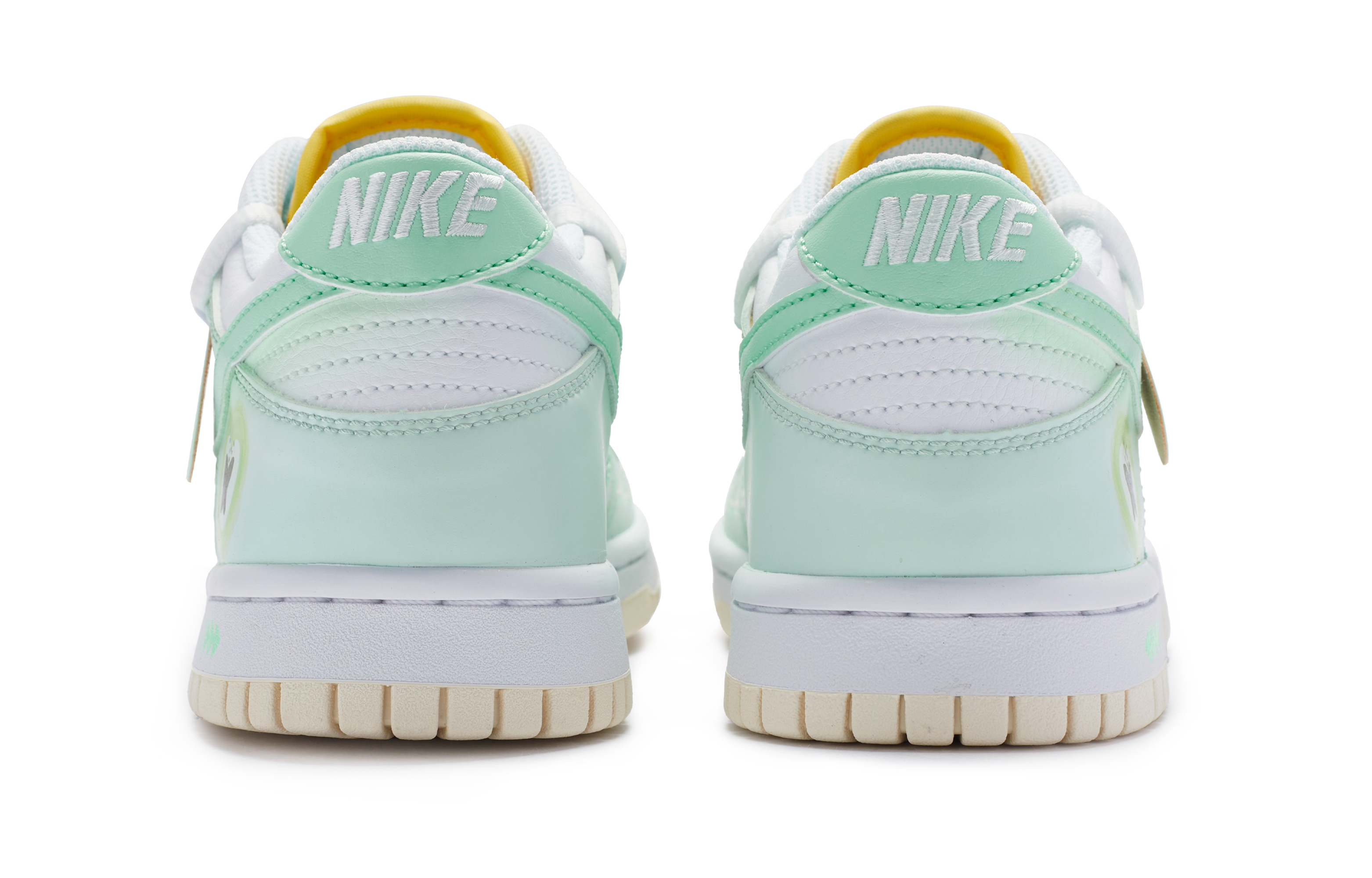 Nike Dunk Low Low-Top Skateboard Shoes GS White Green Yellow