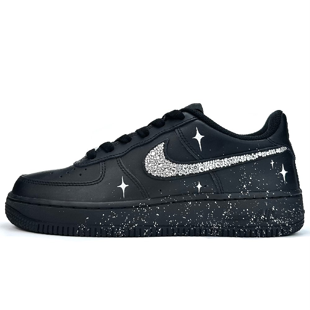 Nike Air Force 1 Starry Diamond Night Song Abrasion Resistant Breathable Low Top Skateboard Shoes Unisex Black
