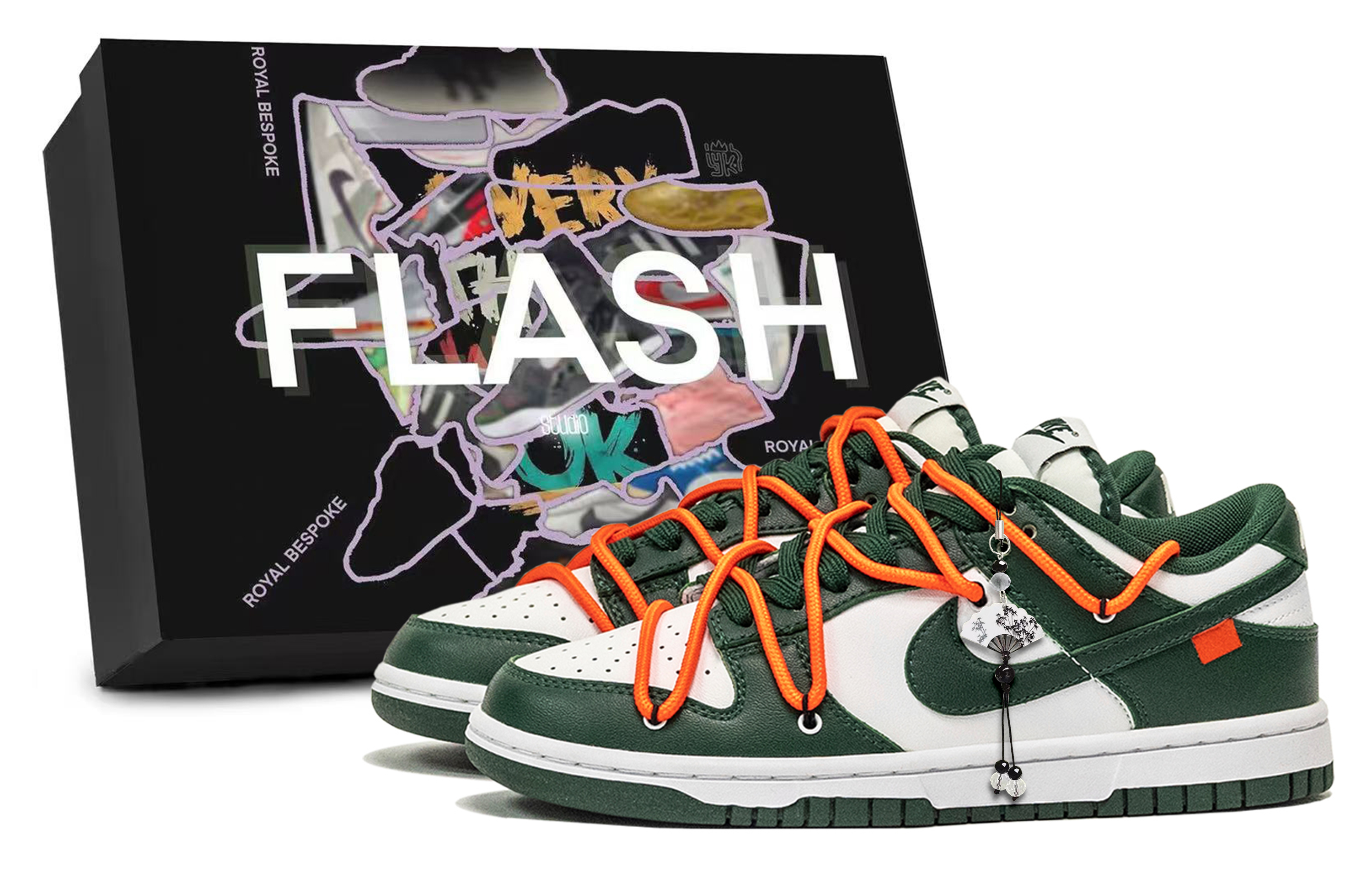 Nike Dunk Warning Line, Box Included Low top Skateboard Shoes Unisex White Green