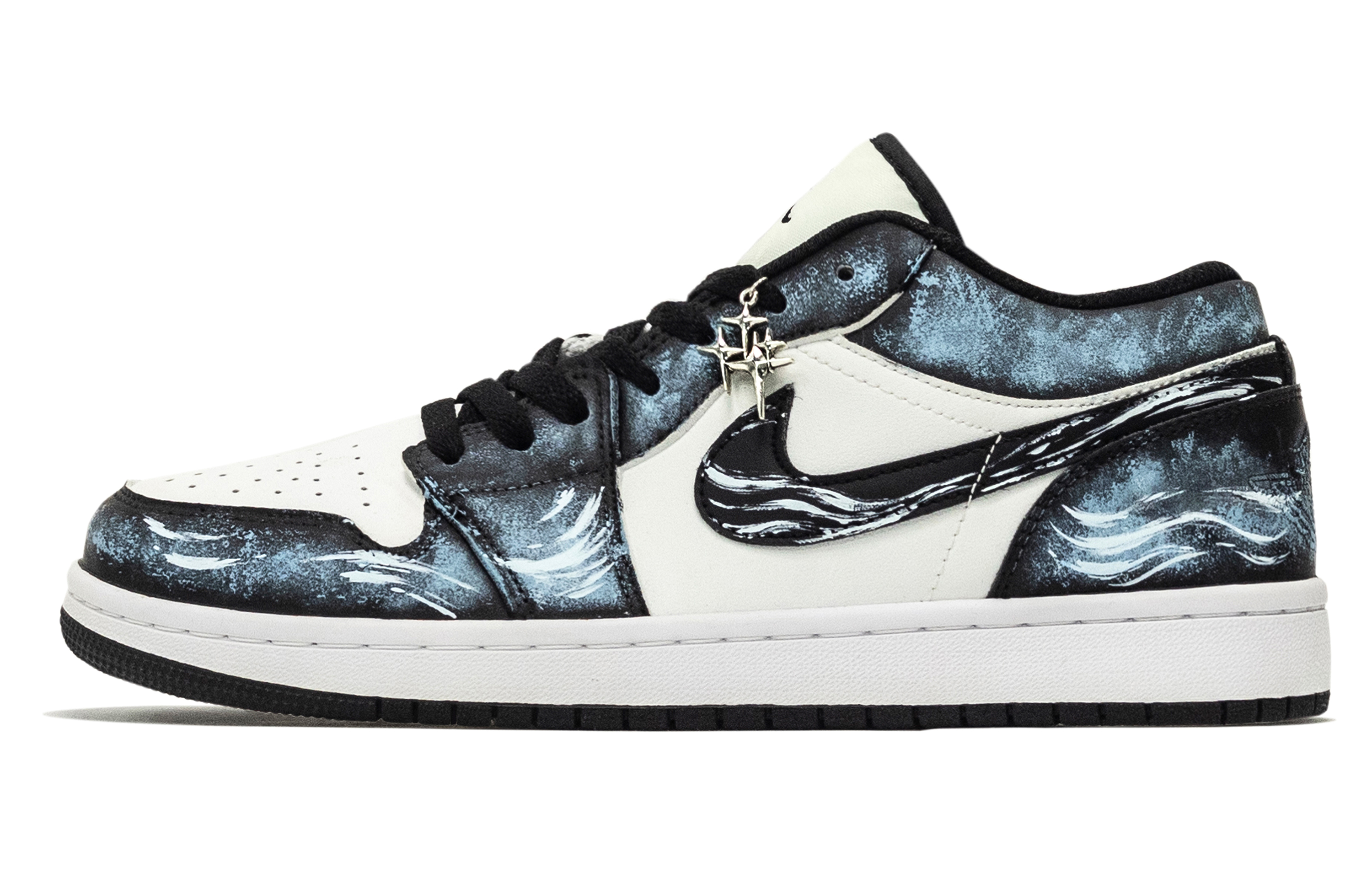 Jordan Air Jordan 1 Insane Innovation, Ink Sea Shooting Stars Low top Vintage Basketball Shoes Men's Black Blue White