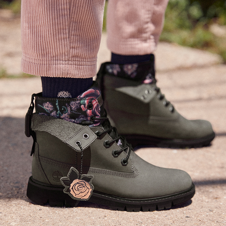 Timberland Lucia Way 6 Inch Waterproof Roll Top Boots 'Grey And Floral' Women's