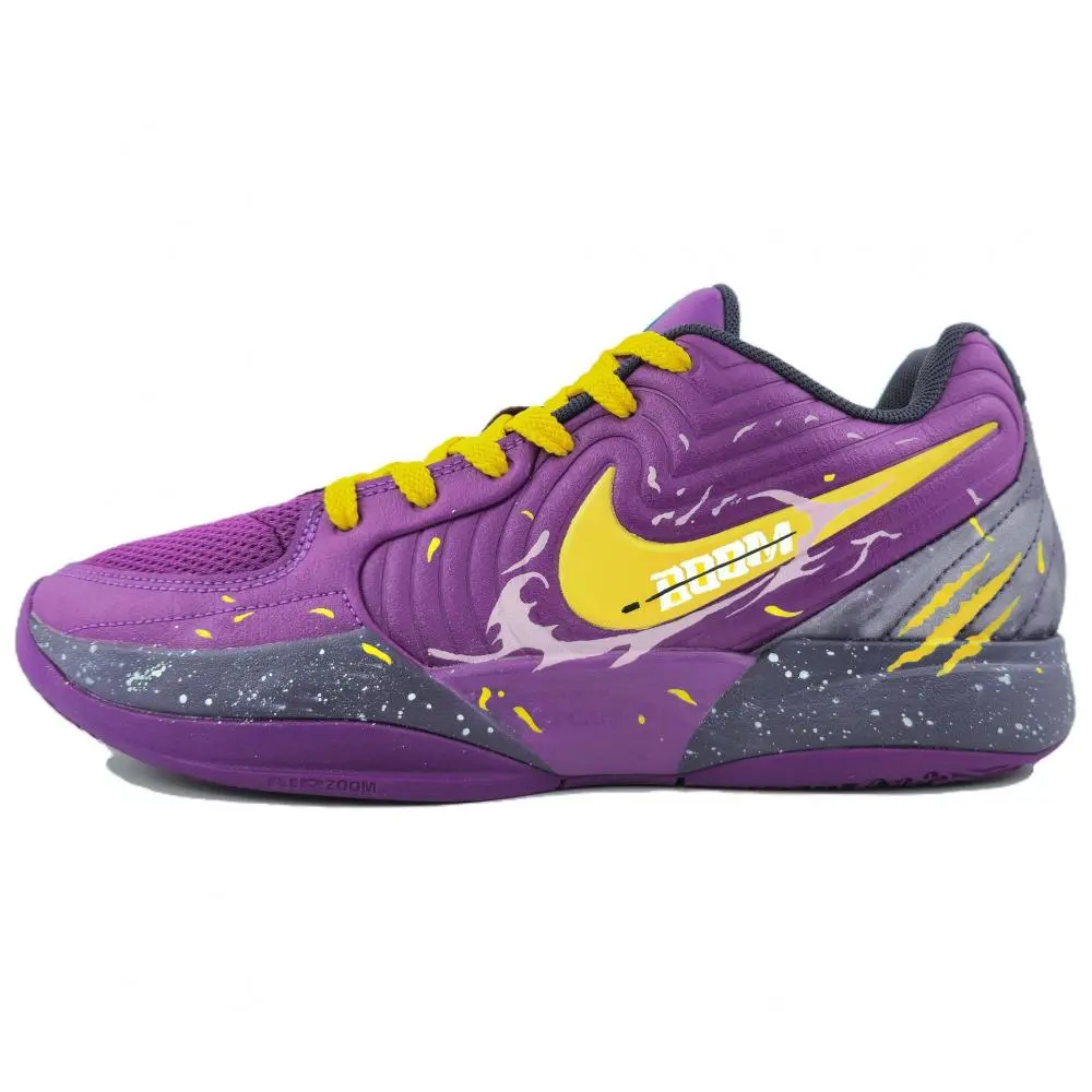 Nike Ja 2 Slip Resistant Abrasion Resistant Low top Basketball Shoes Men's Purple Gold