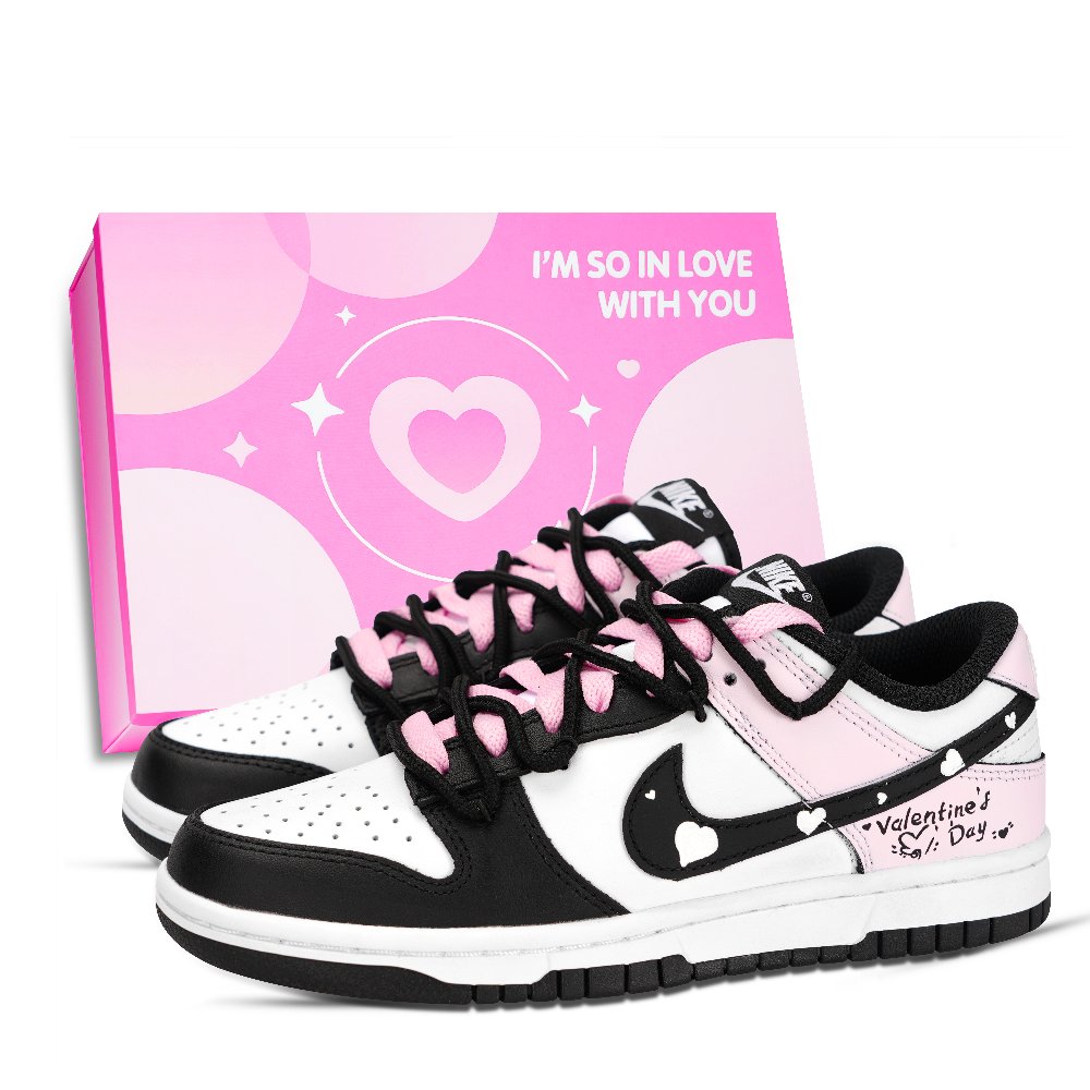 Nike Dunk Anti Slip Wear Resistant Low Top Skateboard Shoes Unisex Black White Pink